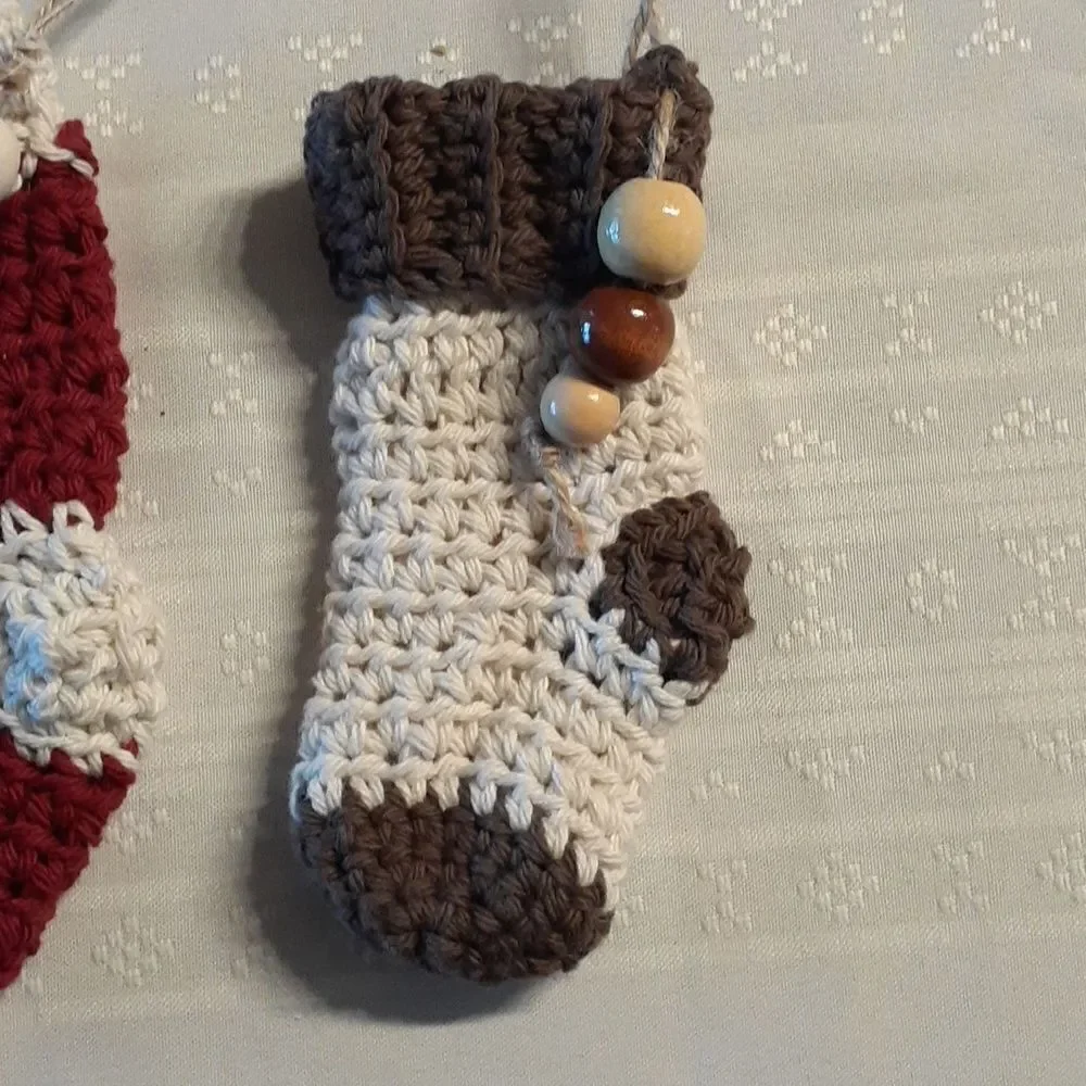 6 pc.hand‎ crocheted sock ornaments
